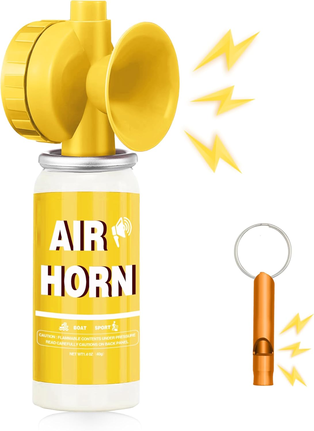 1.4oz Boat Air Horn,130DB Loud Mini Safety Bear Horn Can,Air Horns for Self Defense,Emergency,Sporting Events,Camping essentials,Yellow
