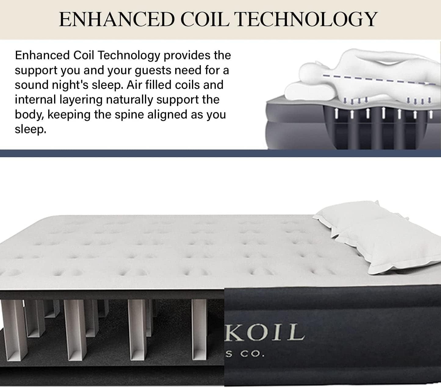 King Koil Luxury Pillow Top Plush Queen Air Mattress with High-Speed Built-in Pump, Blow Up Bed Top Side Flocking, Puncture Resistant, 16" Double High Inflatable Airbed Guests & Travel 1-Year Warranty
