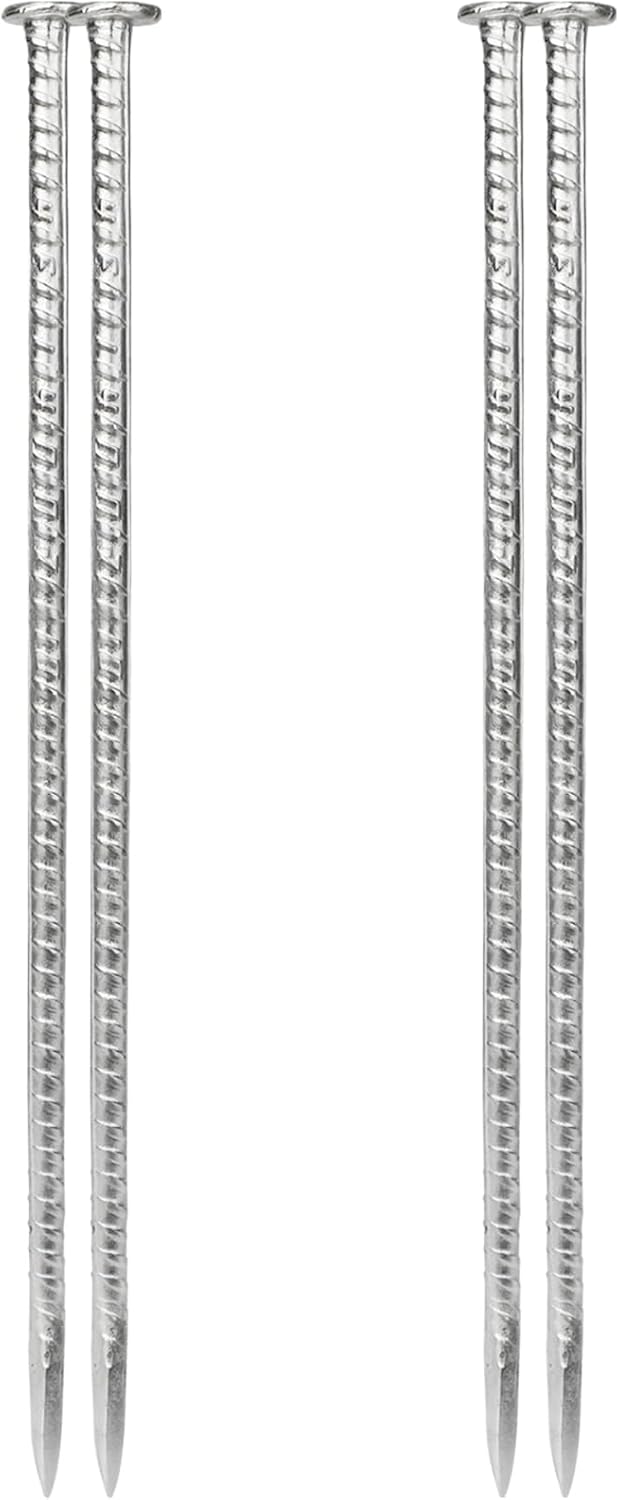 16 Inches Rebar Stakes 4Pcs Ground Straight Rebar Stakes, 3/8" Diameter Steel Plant Support Garden Stake with Chisel Point End for Timber,Concrete,Plant Support, Camping Tents