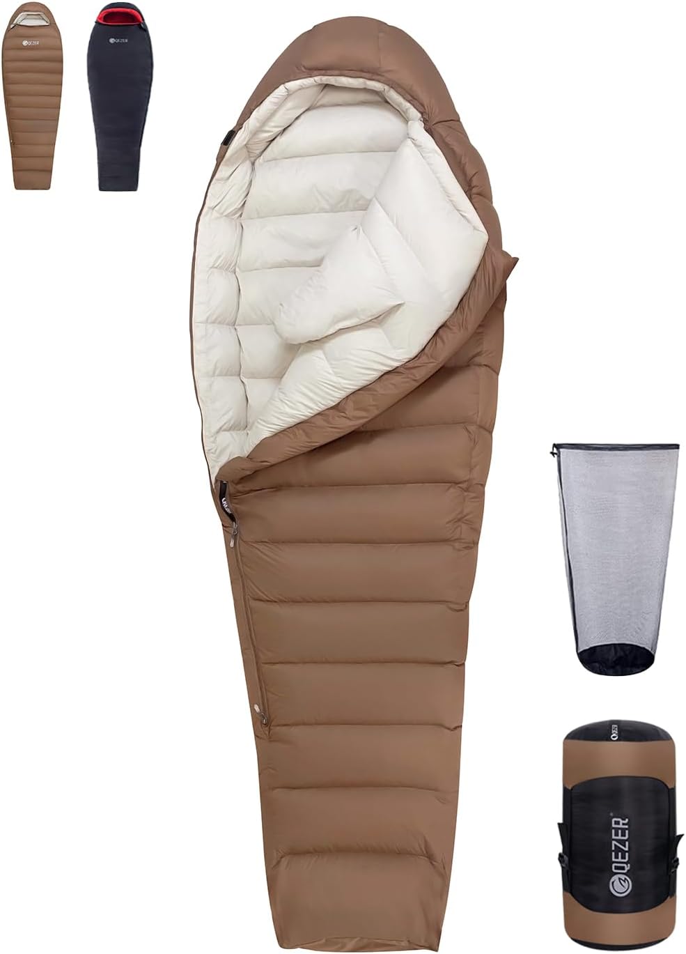 0 Degree Sleeping Bag for Adults 650 Fill Power Down Sleeping Bag for Cold Weather -20F / -8F / 0F / 10F Large Lightweight