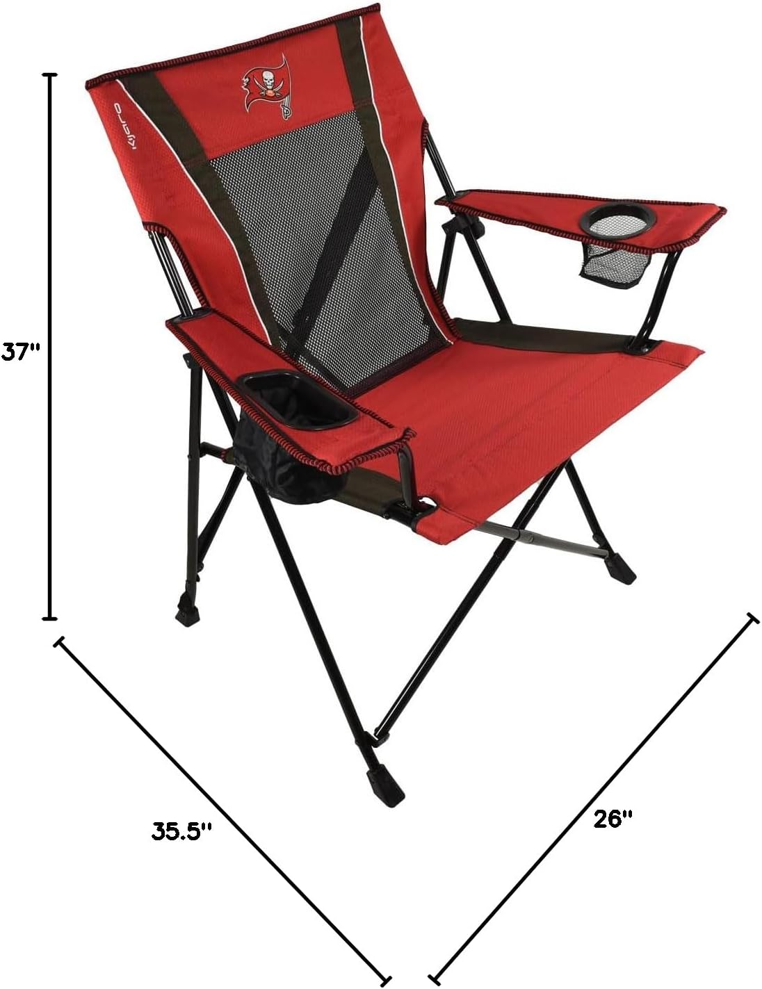 Kijaro Sports Fan Folding Chair, 26" L x 35.5" W x 37" H, Tampa Bay Buccaneers
