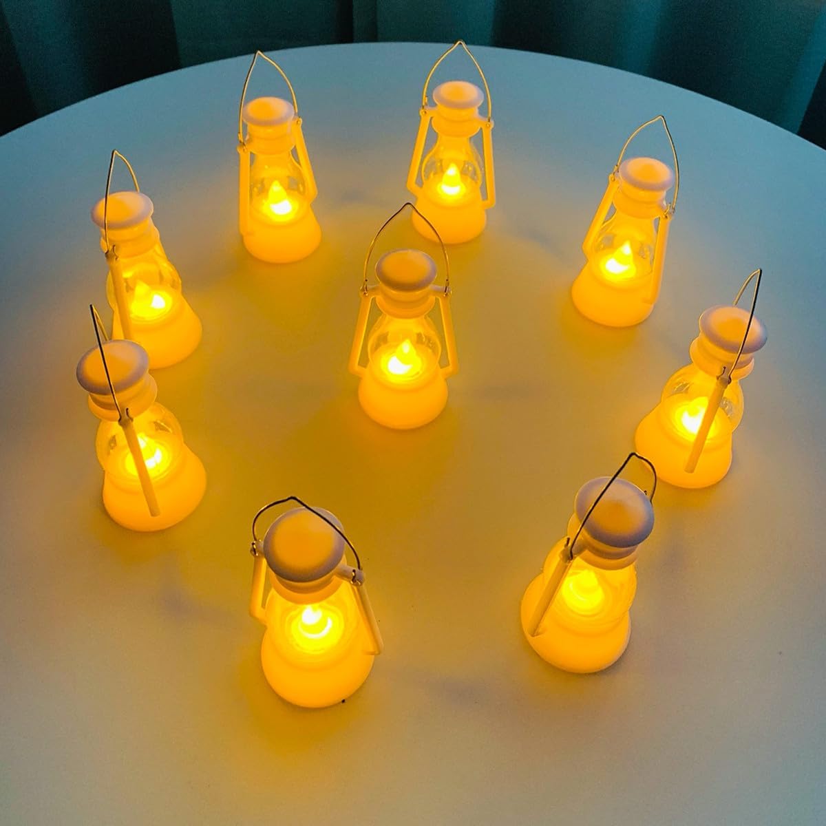 12 Pack Mini Lantern for Little Cowboy Centerpieces Tables Ideas Western Party Favor Decorations Wedding Decor Camping with 4inch Flickering LED Candle, Vintage Table Toppers Decorative