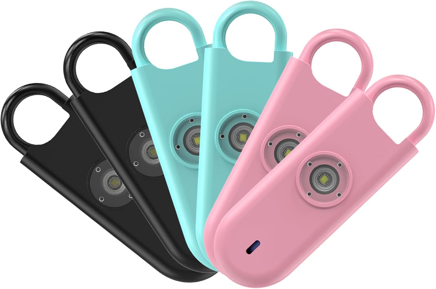 140dB Personal Safety Alarm for Women, 6 Pack Safe Alarm Protection Keychain with Strobe Light & Low Battery Notice, Security Siren Self Defense for Seniors College Girls, Pink+Blue+Black