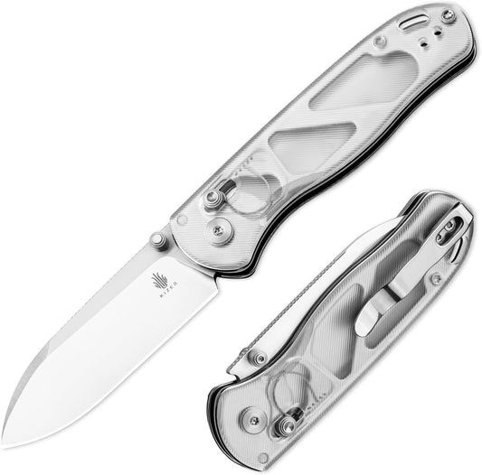 Kizer Drop Bear EDC Pocket Knife, 2.98” Nitro-V Steel Blade Acrylic Handle Folding Knife with Thumb Stud Opener, Clutch Lock Knife for Men Women Gift V3619A1