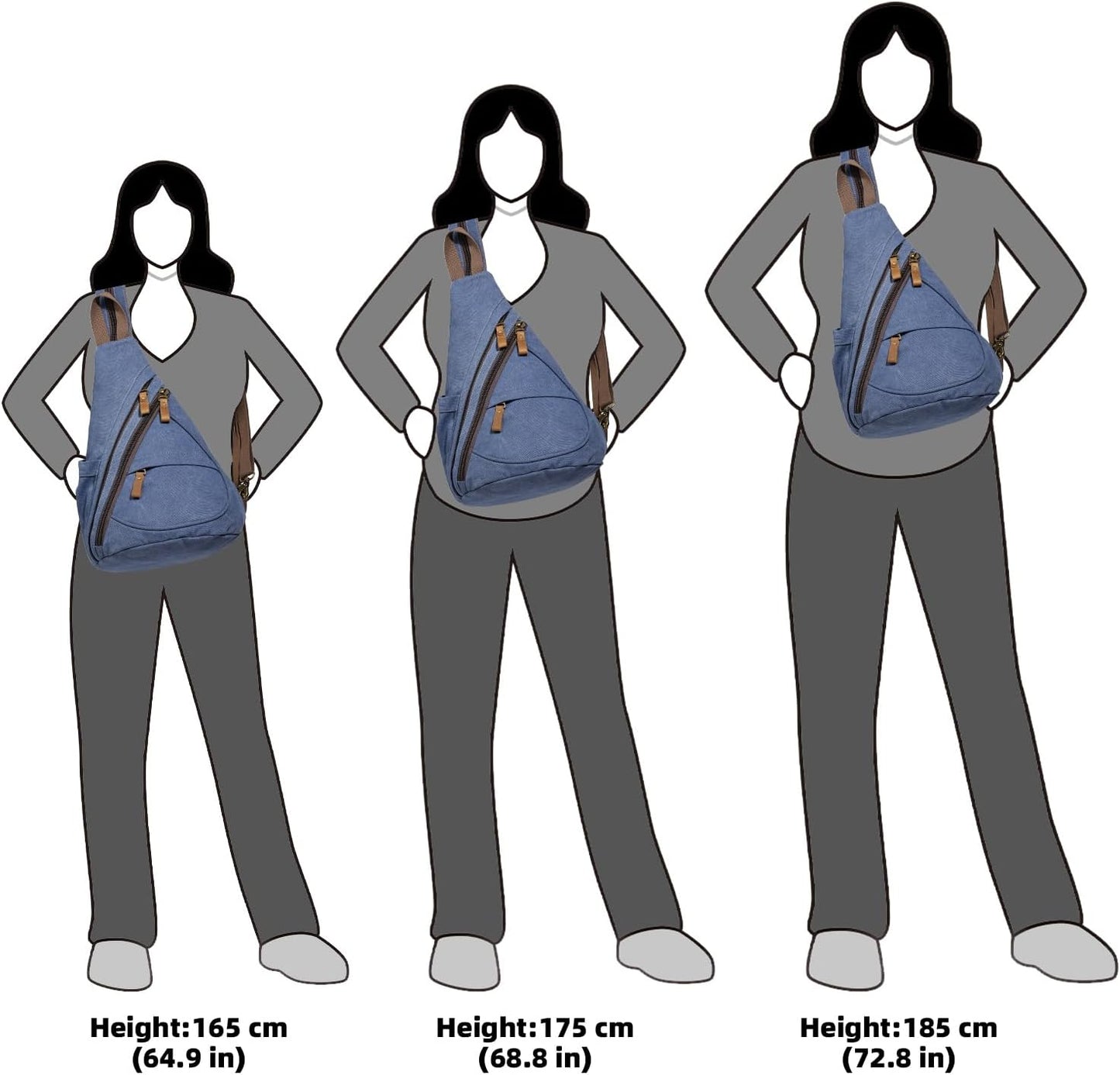 KL928 Canvas Sling Bag - Small Crossbody Backpack Shoulder Casual Daypack Rucksack for Men Women(Large Version)