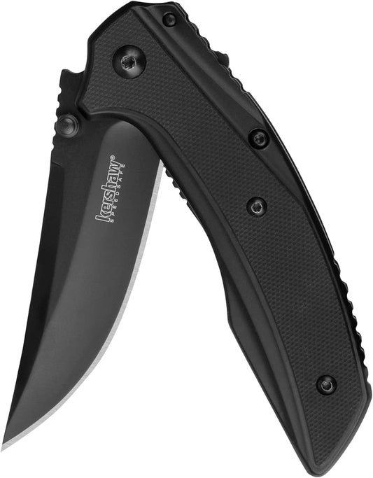 Kershaw Olive Outright Folding Pocket Knife, 3 inch 8Cr13MoV Stainless Steel Blade, Pocketclip