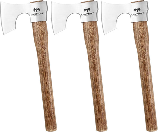 16.5" Throwing Axe, 3 Pack Throwing Axe Set with 1065 High Carbon Steel & Beech Wood Handle, Perfect for Axe Throwing Games, Competition and Recreation, Ideal Gift for Men (Silver Gray)