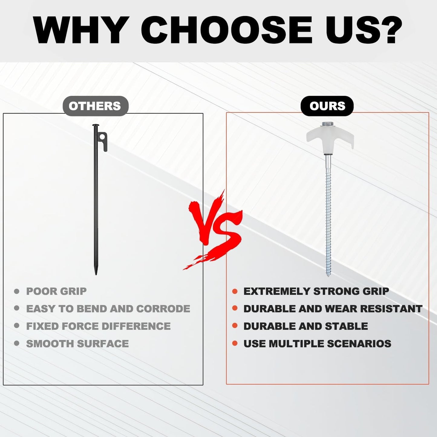 12 Pack Screw in Tent Stakes Heavy Duty,8 Inch Ground Anchors Screw in,Metal Stakes with Hex Head Driver,Camping Tent Accessories.(Luminous White)