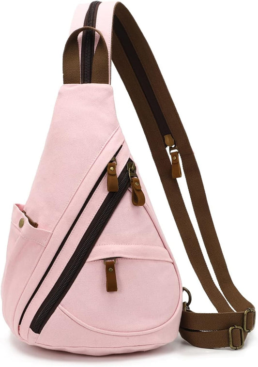 KL928 Canvas Sling Bag - Small Crossbody Backpack Shoulder Casual Daypack Rucksack for Men Women(Large Version)