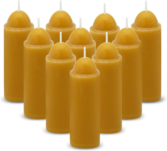 15-Hour Natural Beeswax Candles Compatible with Candle Lanterns - Smokeless Clean Long Lasting Burning for Outdoor, Camping, Emergency, Survival Emergency Preparedness- 10Pack