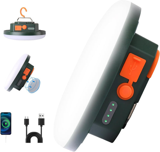 10000mAh Rechargeable Tent Light 3 Lighting Modes, 4000LM LED Portable Camping Lantern, IPX5 Waterproof, 30W Hanging Tent Light with Magnet, for Emergency & Gift