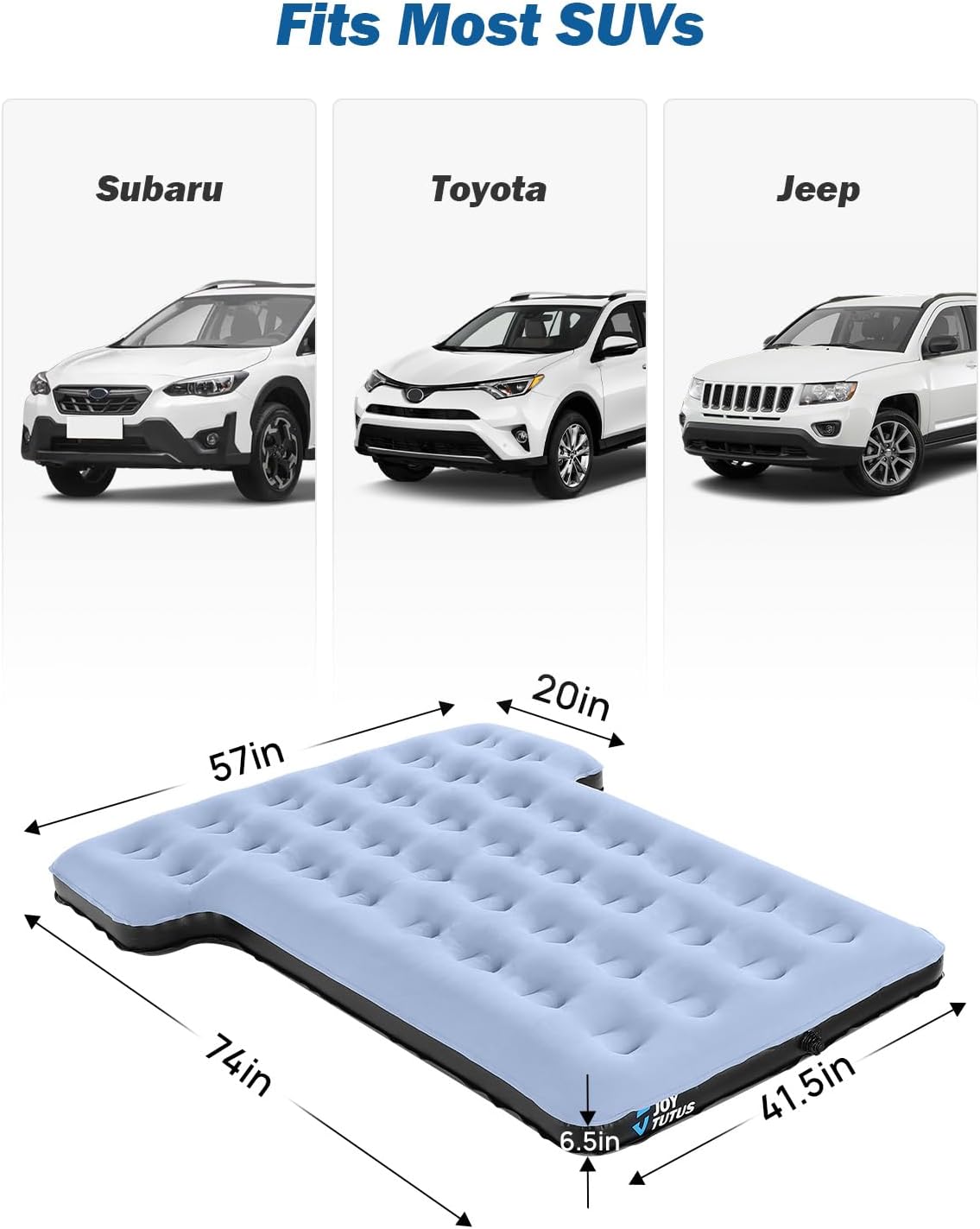 JOYTUTUS SUV Air Mattress Camping Bed,3.0 Thickened Flocking Car Camping Inflatable Mattress,Anti-Leakage,with 2 Pillows & Electric Pump Universal Car Bed for SUV Trunk and Rear Seat