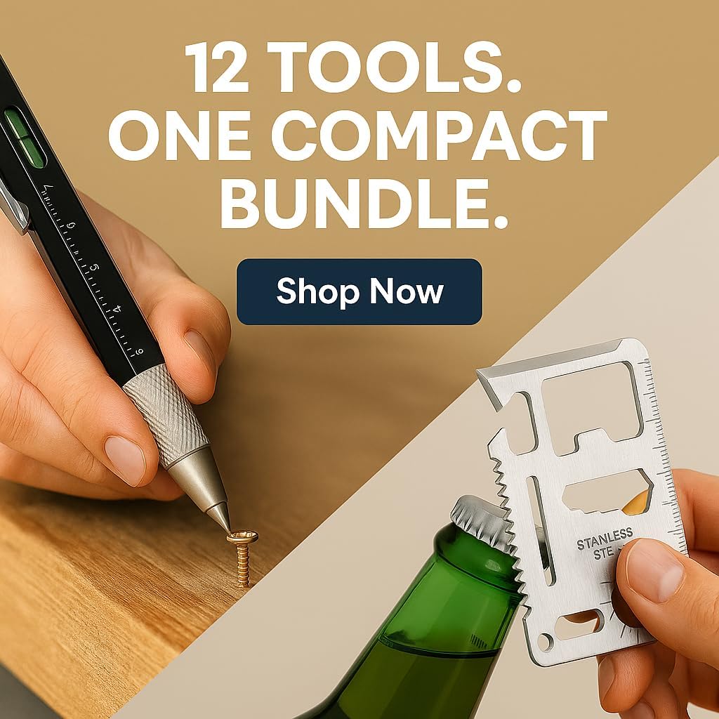 12-in-1 Tactical Pen & Stainless Steel Multitool Card Gift Set | Slim Wallet Survival Gear & Everyday Carry EDC Tools for Men & Women | Pocket Gadget Combo | Camping, Travel & Holiday Gift (2-Pack)