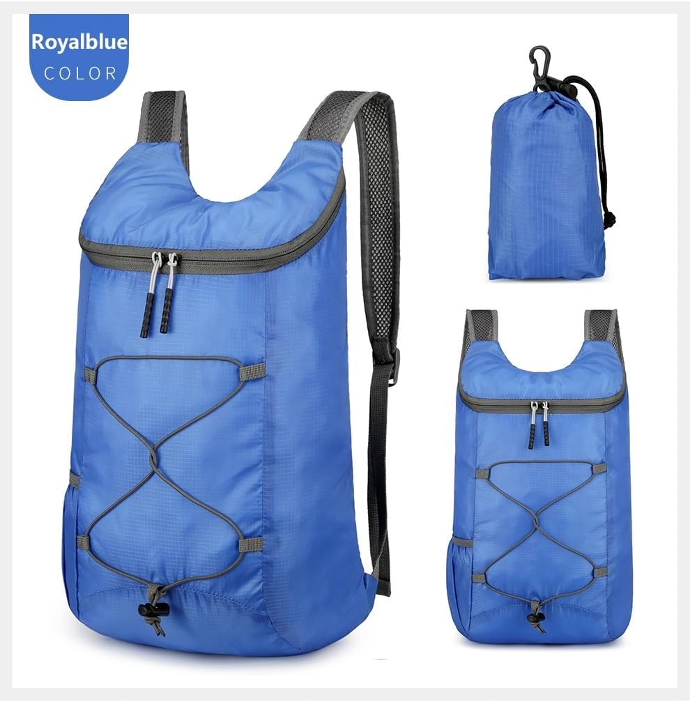 16L Lightweight Foldable Hiking-Backpack Small Packable-Daypack For Travel,Ultralight Water-Resistant Gym Bag Men Women Easy Carry-on (Royal Blue)