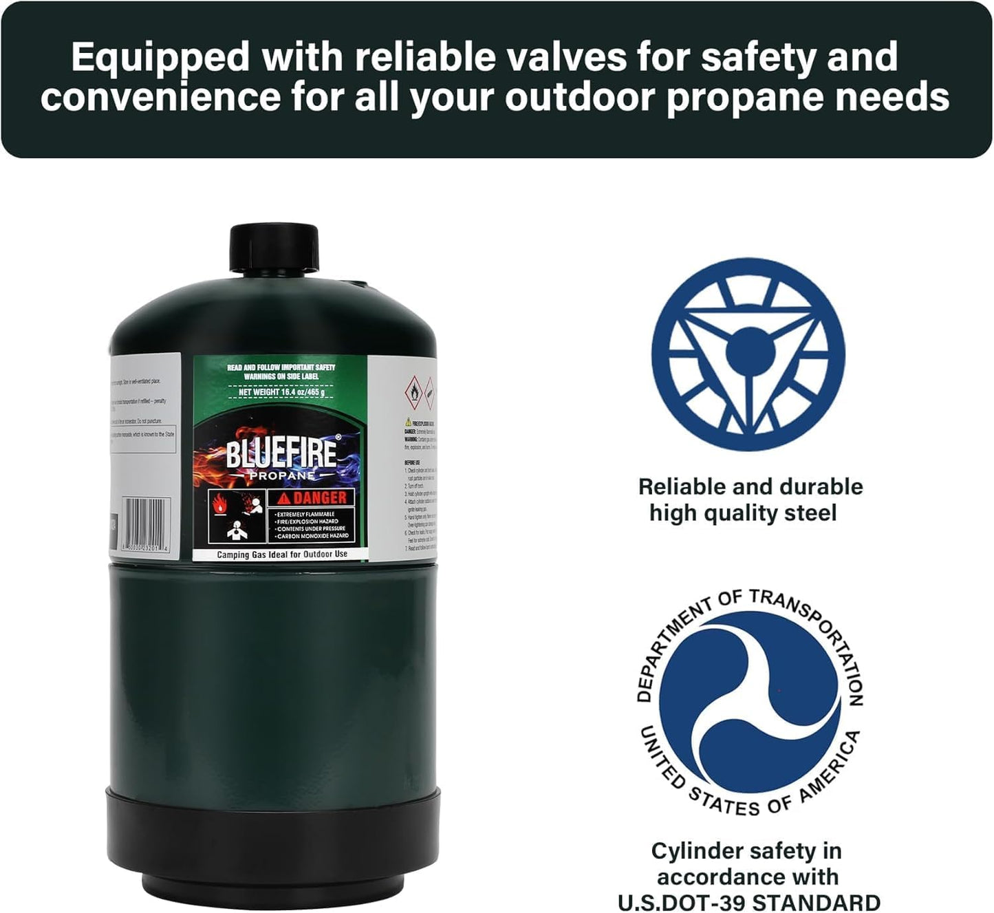 KOMAN BLUEFIRE 1Lb Propane Tank Replacement Fuel Camping Gas Cylinder All Purpose Portable Canister mini Propane Gas Tank for Camping Stove Outdoor Backpack Burner Heater Cooking Torch(6 Pack)