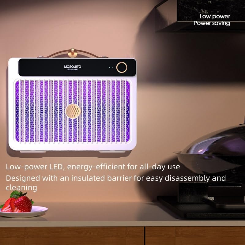 Portable Mosquito Killer Lamp with 4000mAh Rechargeable Battery, Indoor and Outdoor Use, Silent Bug Zapper, Cordless Electric Mosquito Trap for Camping, Home, and Travel (Pearl White)