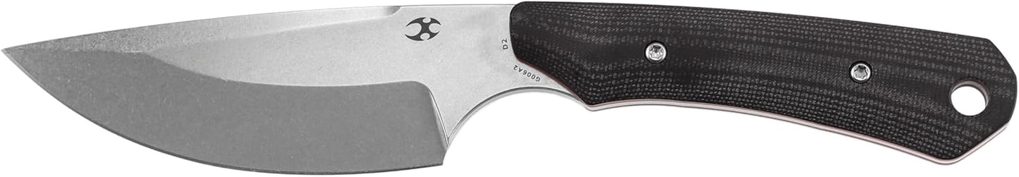 KANSPET Flank Fixed Blade Knife, 3.69" Stonewashed Sharp D2, Black & Red G10 Ergonomics Handle, Adjustable Kydex Sheath for EDC Hunting Survival Camping G006A2