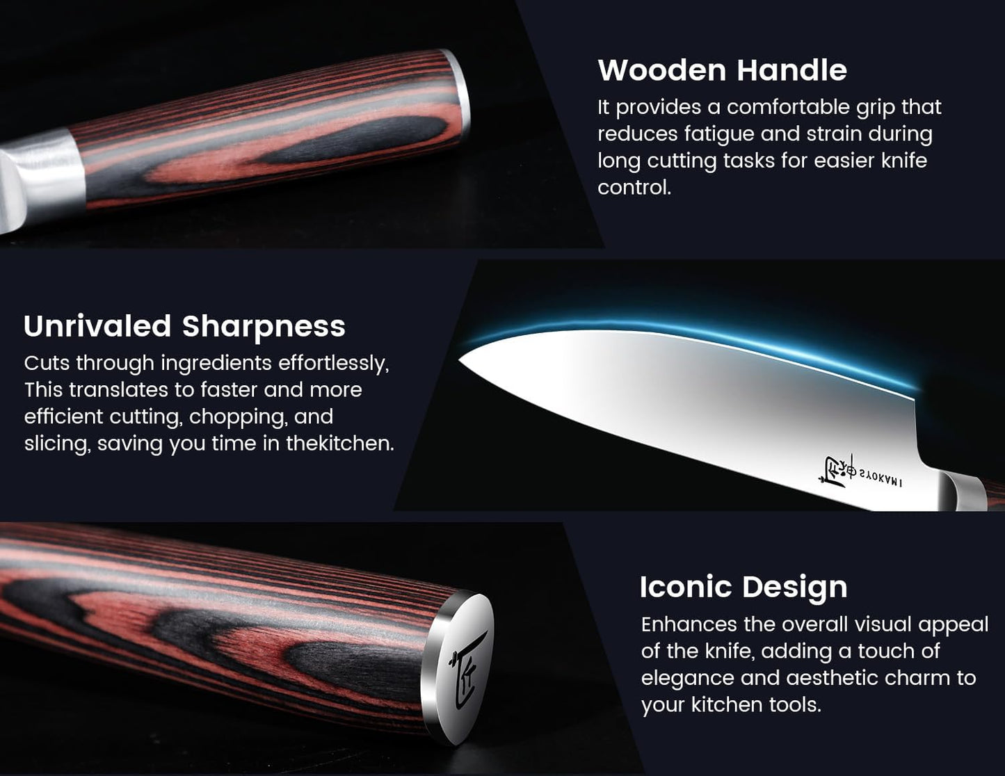 14pcs Chef Knife Set with Roll Bag, Professional Stainless Steel Japanese Knife Set with Pakkawood Handle for Professional Chef, Camping, Travel, BBQ, RV or Gift Blue