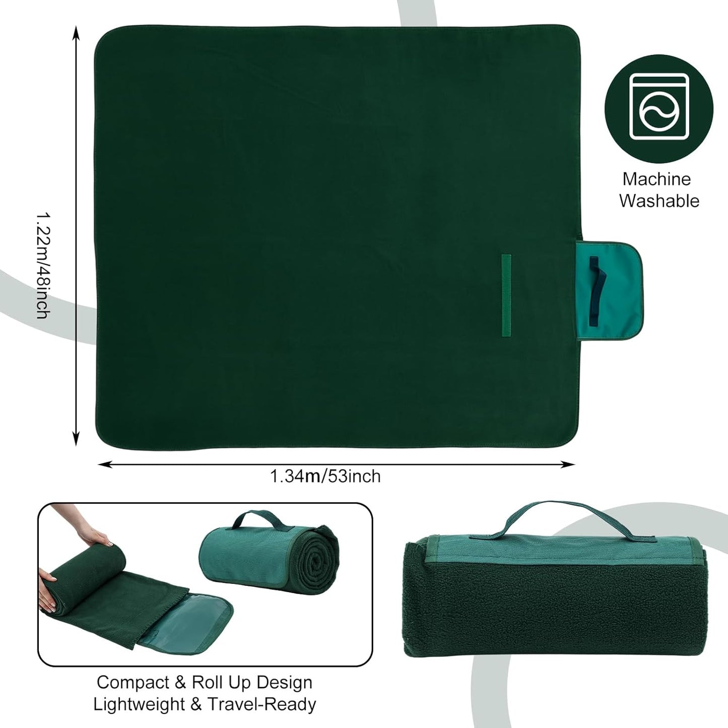 12 Pack Outdoor Camping Blankets Bulk Foldable Picnic Blanket with Fleece Lining 48 x 53 in Large Size for Stadium, Camping, Picnic, Beach, Sports, Outdoor Activities