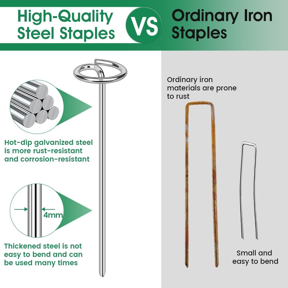 120pcs Landscape Fabric Pins, Bold 8 Gauge Weed Barrier Garden Staples Stakes Galvanized Steel, Landscape Fabric Staples Tent Stakes Yard Stakes (120 X 6in)