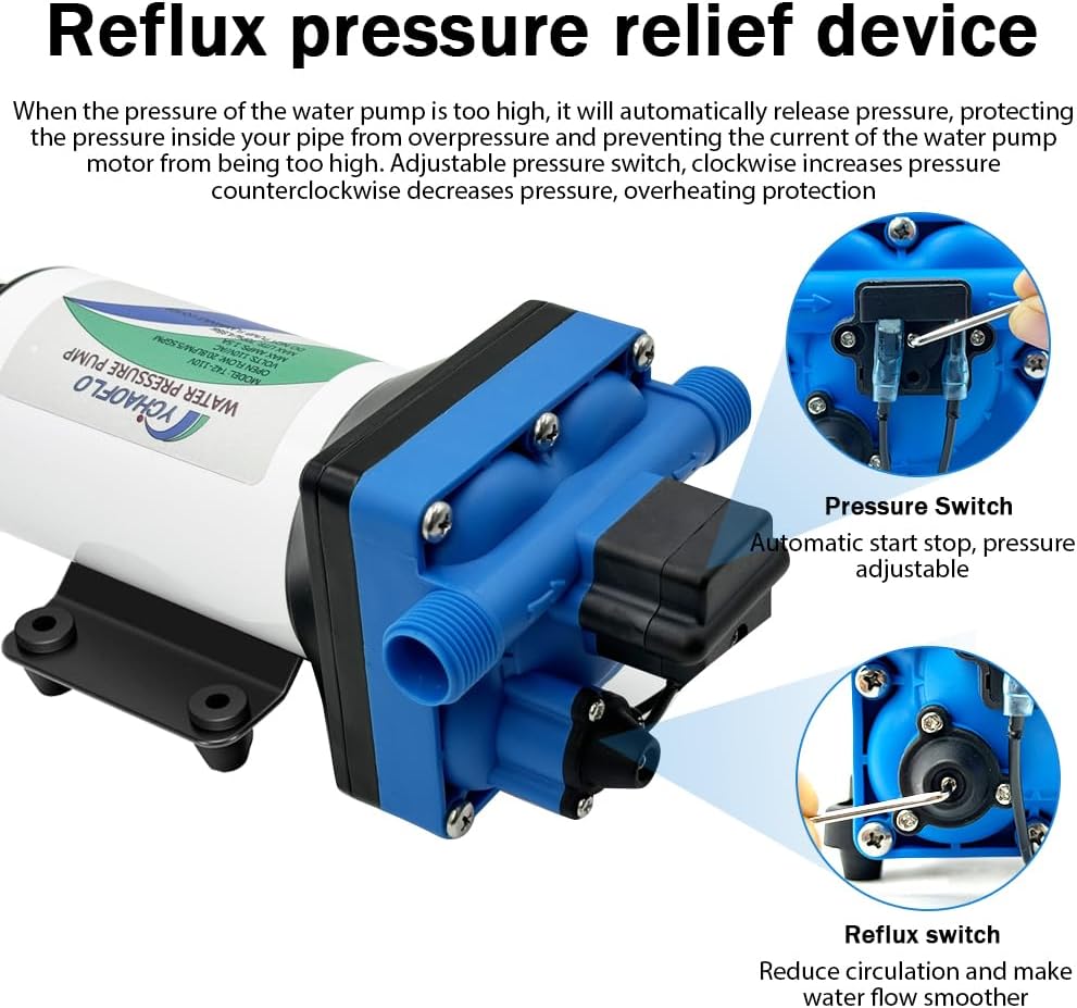 110V Electric High Pressure Water Pump with Diaphragm, Inline Water Transfer Pump, Camper Water System, On-Demand Water Pressure Booster Pump for Garden Hose & Water Pumps"