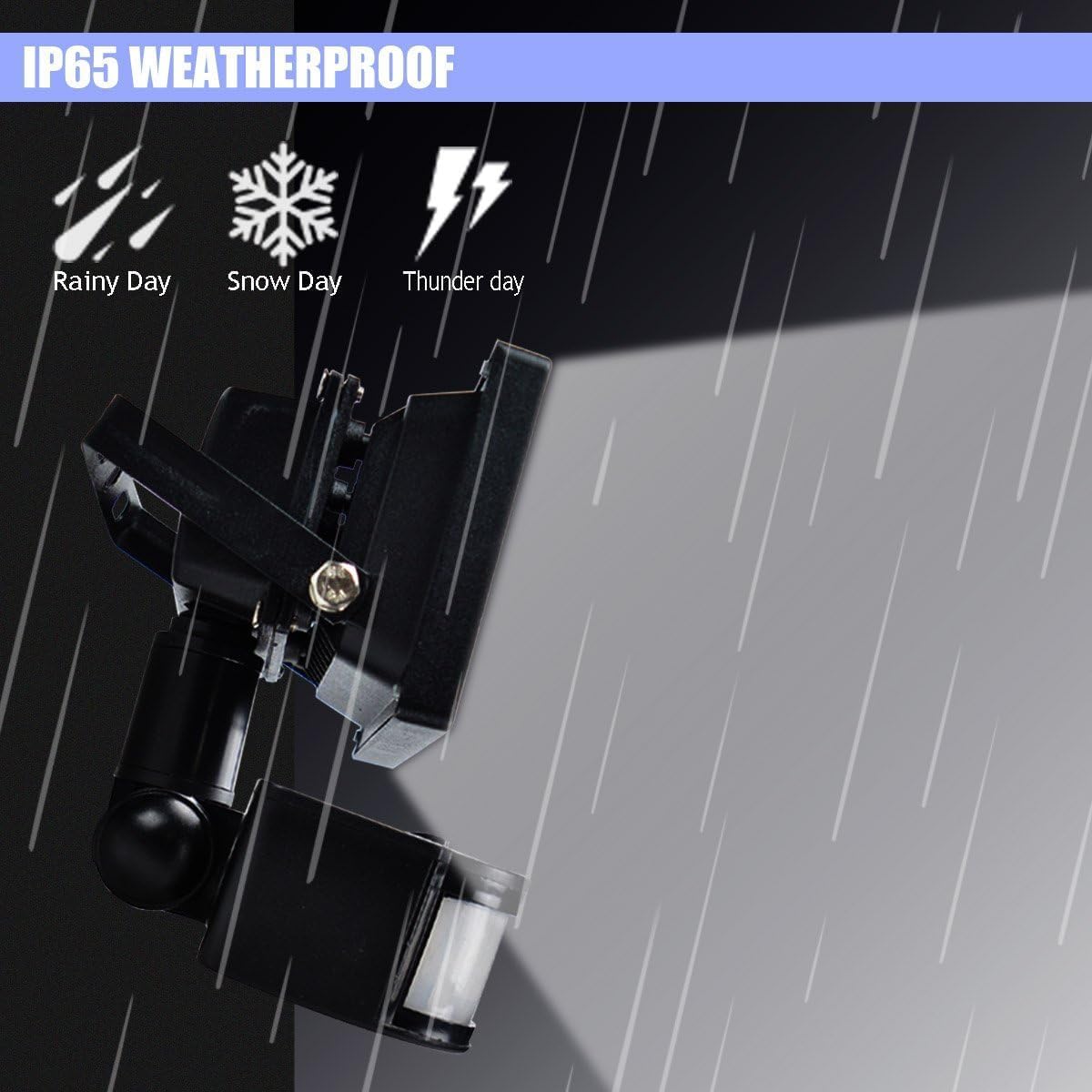 10W Motion Sensor Flood Light Daylight White Light 80W Halogen Bulb Equivalent[NO Plug]