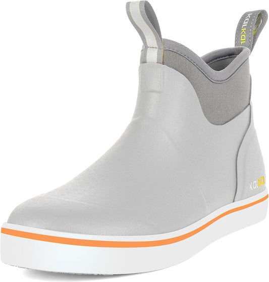 Kalkal Men's Deck Boots, Waterproof Fishing Rain Boots with High Traction, Men's Rubber Boots For Gardening Fishing Boating Camping Sailing