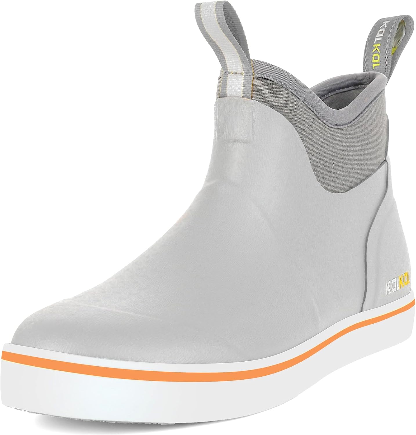 Kalkal Men's Deck Boots, Waterproof Fishing Rain Boots with High Traction, Men's Rubber Boots For Gardening Fishing Boating Camping Sailing