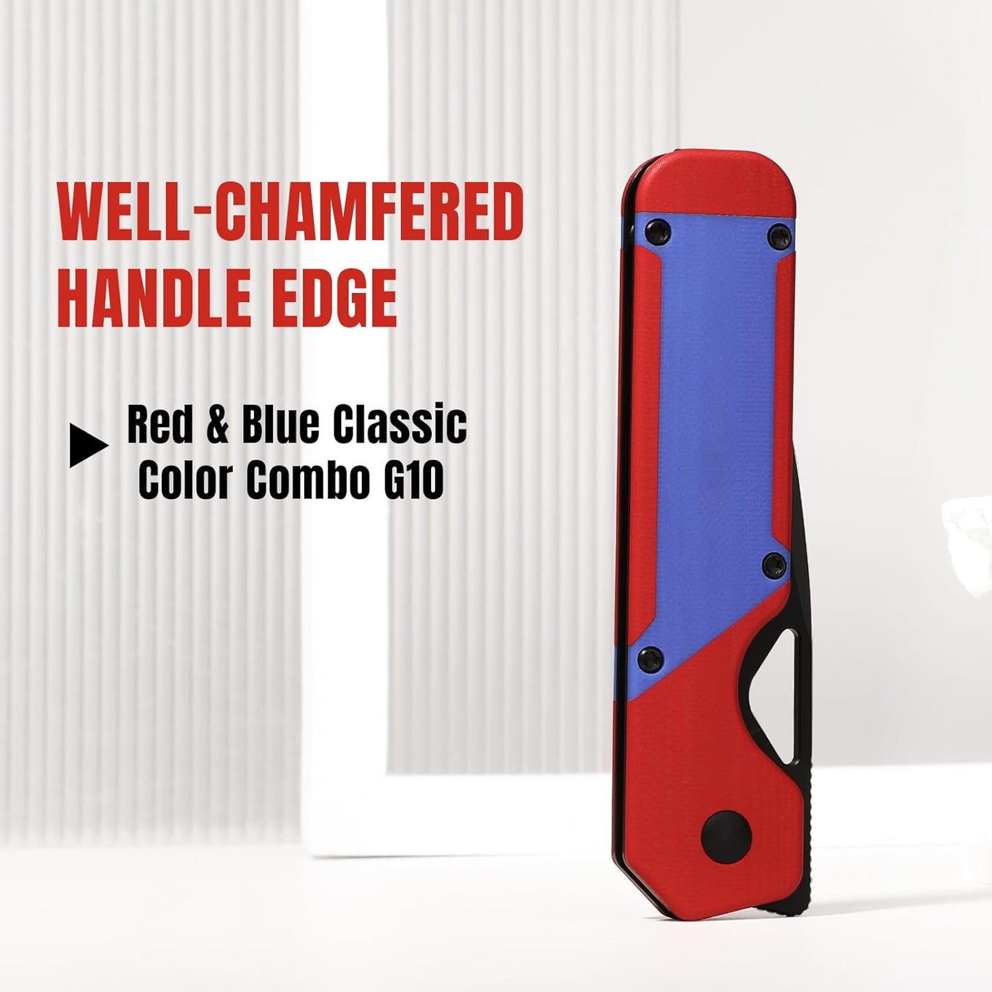 Kizer Militaw EDC Pocket Knife, 3.36'' Nitro V Blade Folding Knife, Red & Blue G10 Handle with Pocket Clip, Thumb Hole & Front Flipper Opener, Camping Hunting Knife for Men Women Gift V3634A2