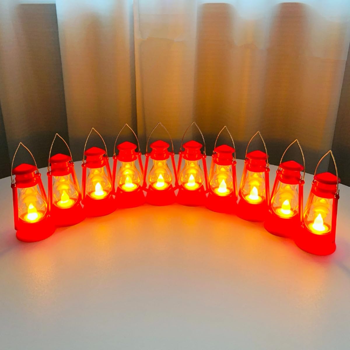 12 Pack Mini Lantern for Little Cowboy Centerpieces Tables Ideas Western Party Favor Decorations Wedding Decor Camping with 4inch Flickering LED Candle, Vintage Table Toppers Decorative