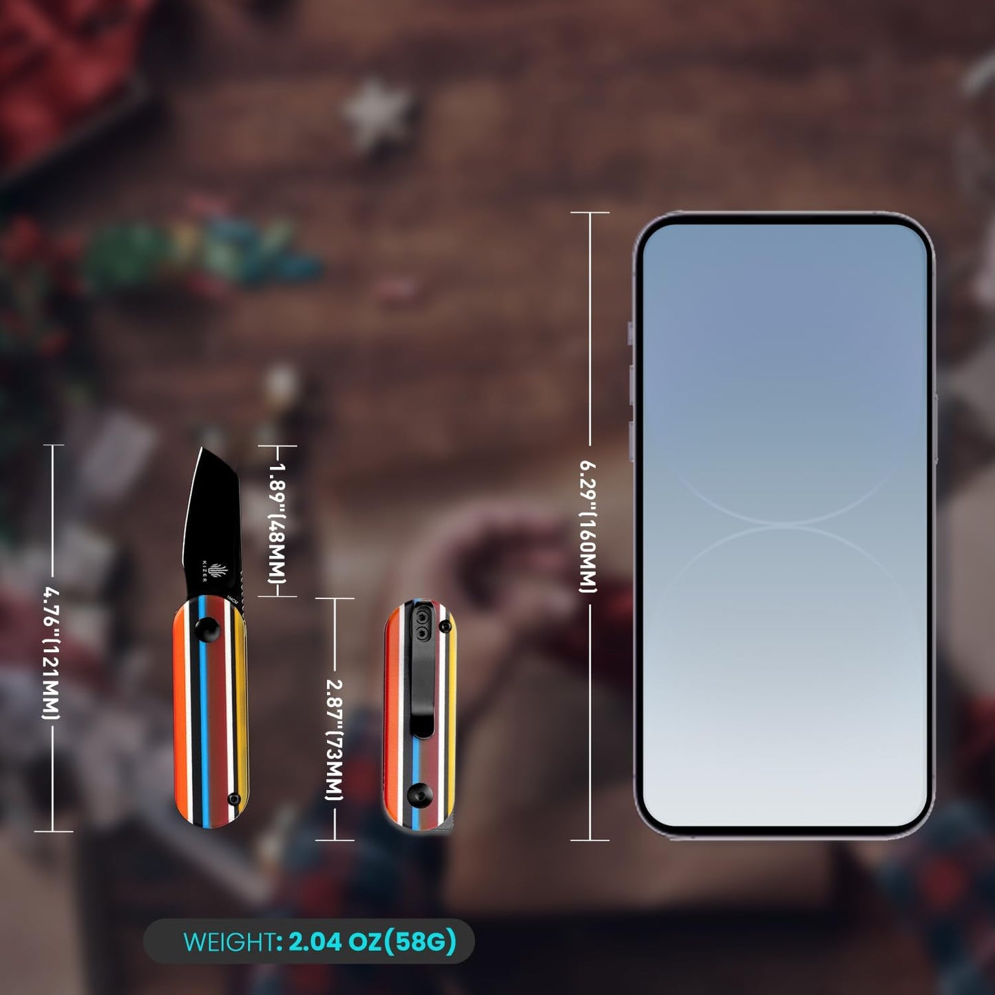 Kizer Serape Series Mini Bay Pocket Knife, 1.9 Inches 154CM Steel Blade EDC Knife, G10 Handle Small Folding Camping Knives Tools V2583C1