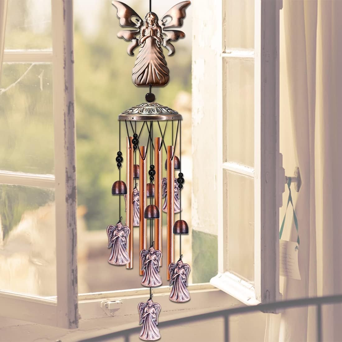 JUNQIU Angel Wind Chimes, Angel Gifts for Women Mom, Angel Decor for Outdoor Room Garden Yard Patio, Religious Wind Chimes