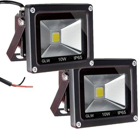 12V AC or DC LED Flood Light,10W Mini IP65 Waterproof Outdoor Light,900LM,6000K,Daylight White Security Light,80W Halogen Bulb Equivalent (2 Pack)