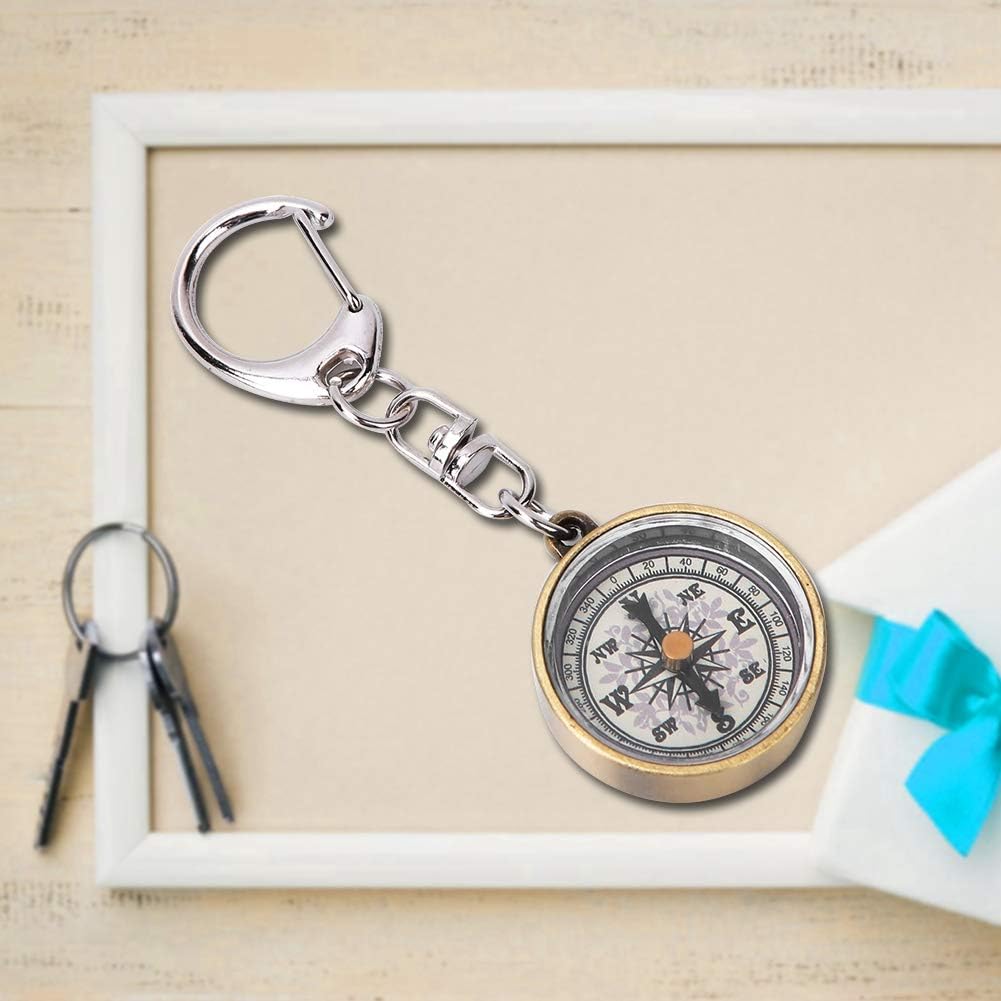 Keychain Compass, Pack of 2 Vintage Style Zinc Alloy Pocket Compass Navigation Tool for Outdoor Camping Hiking
