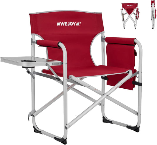 #WEJOY Camping Directors Chairs Heavy Duty Oversized Portable Folding Camping Chair with Side Table, Pocket for Beach Fishing Trip Picnic Lawn Concert