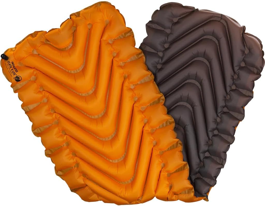 KLYMIT Insulated Static V Lite Inflatable Sleeping Pad | Comfortable, Lightweight, Easy to Inflate, Portable Air Bed for Hiking, Backpacking & Camping — Orange