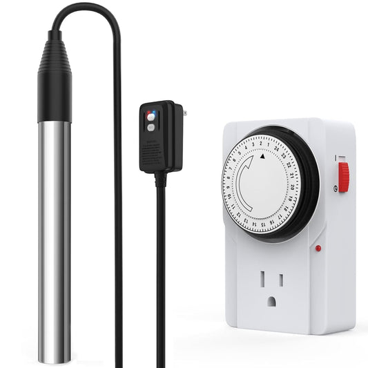 1500W Immersion Water Heater with Timer, Electric Fully Submersible Pool Water Heater, 24H Precise Temp Control for Baptistery, Hot Tub, Bucket, Camping Stock Tank, Bathtub, Small Inflate Pool