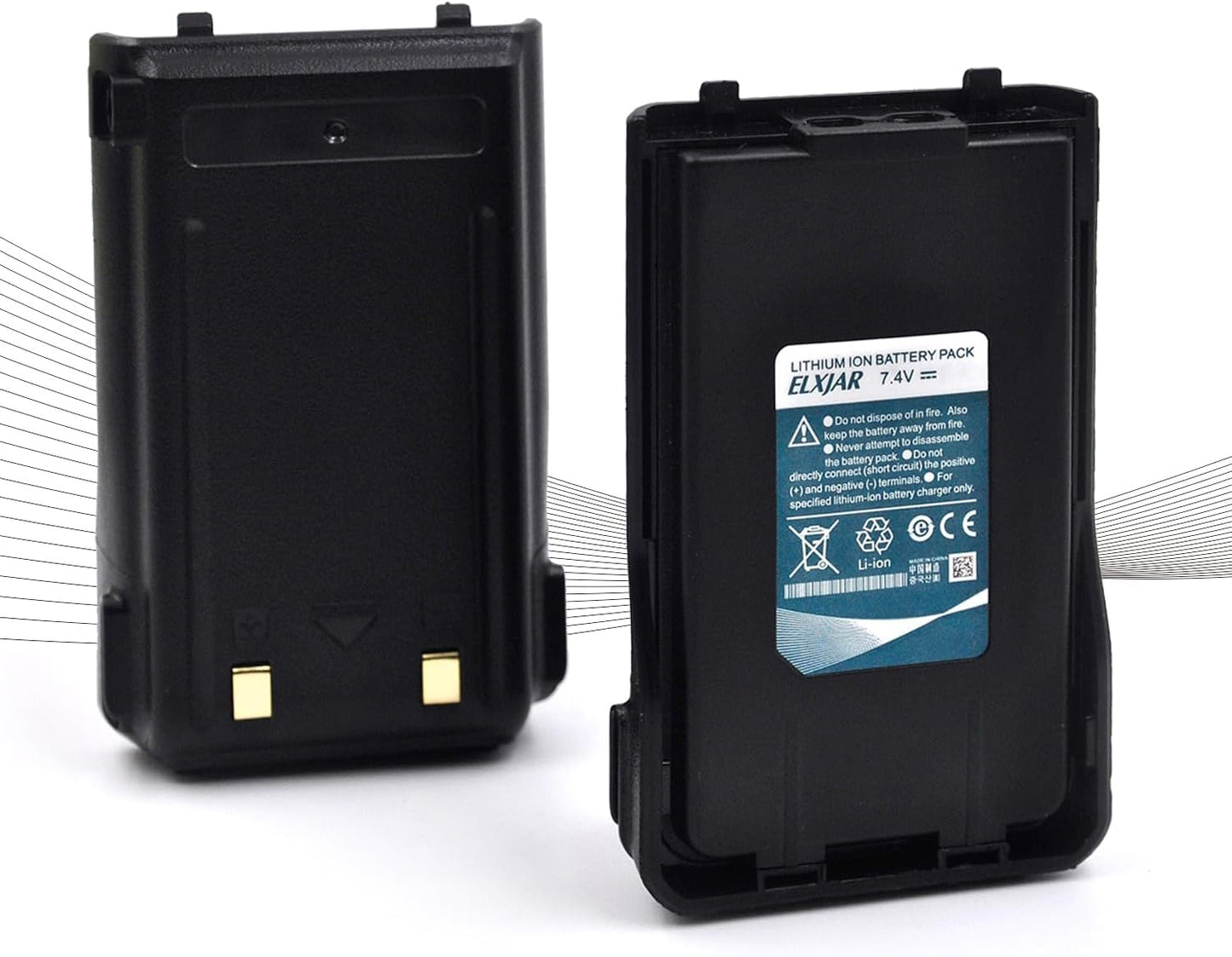 (2-Pack) 7.4V 2200mAh Li-ion Battery Replacement with USB Charging Cable for Baofeng UV-S9 UV-S9X3 UV-S9 Plus Two Way Radios