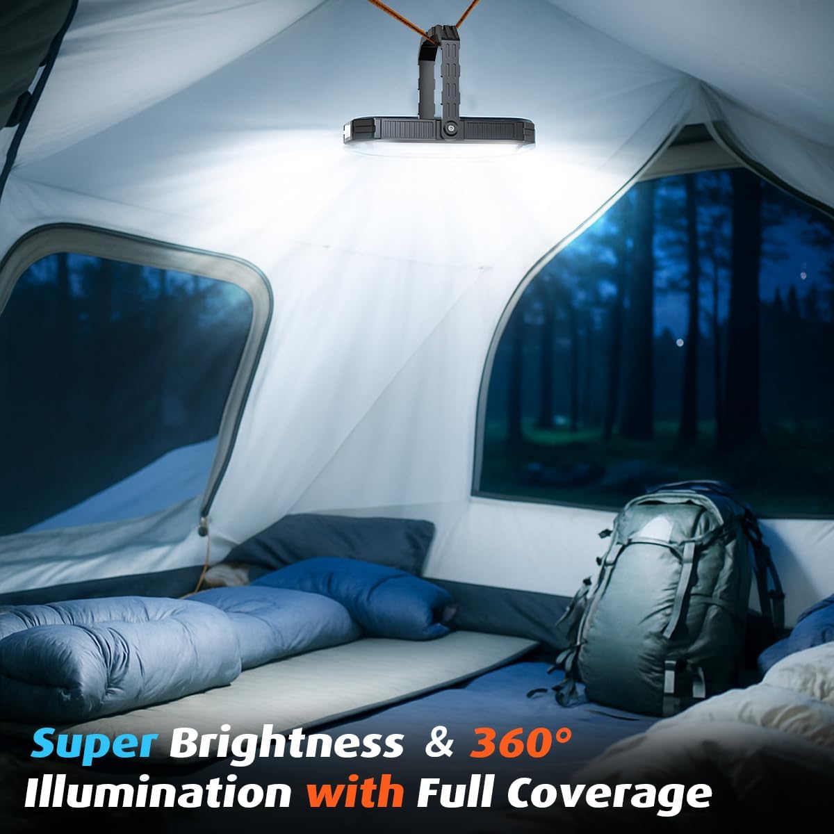 10000mAh Rechargeable LED Camping Lantern with LCD Display, 12 Light Modes, Dimmable & Waterproof, 120+ Hours Portable Light for Emergency, Power Outages, Outdoor Camping, Tent, 2 Packs