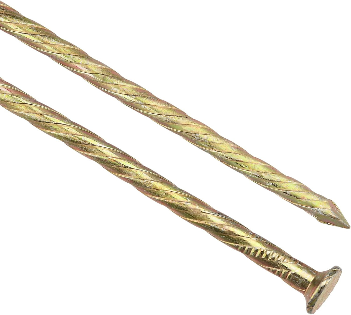 120 PCS 6 Inch Artificial Turf Stakes Galvanized Metal Spiral Landscape Spikes，Timber Spikes Anchors Metal Spiral Nails for Paver Edging, Camping Timber, Weed Fabric, Gold