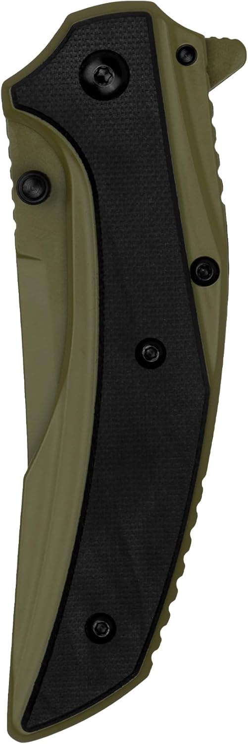 Kershaw Olive Outright Folding Pocket Knife, 3 inch 8Cr13MoV Stainless Steel Blade, Pocketclip