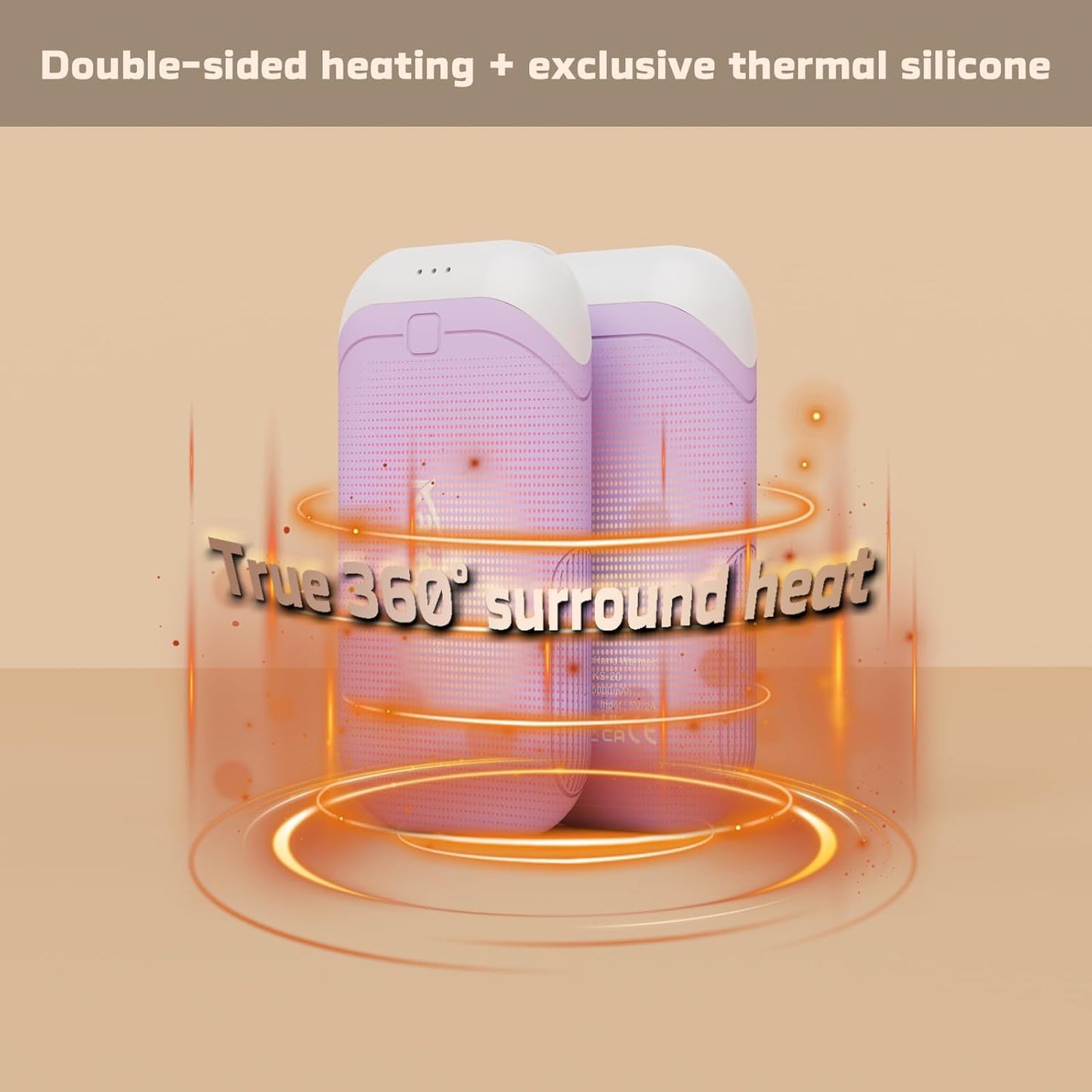 Karecel Hand Warmers Rechargeable 2 Pack, 10,000mAh Thermally Conductive Silicone Hand Warmers for 360° Double-Sided Heat, Portable Pocket-Sized USB Electric Handwarmer, Electronic Gifts for Men Women