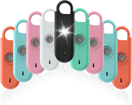 140dB Personal Safety Alarm for Women, 9 Pack Safe Alarm Protection Keychain with Strobe Light & Low Battery Notice, Security Siren Self Defense for Kids Seniors College Girls