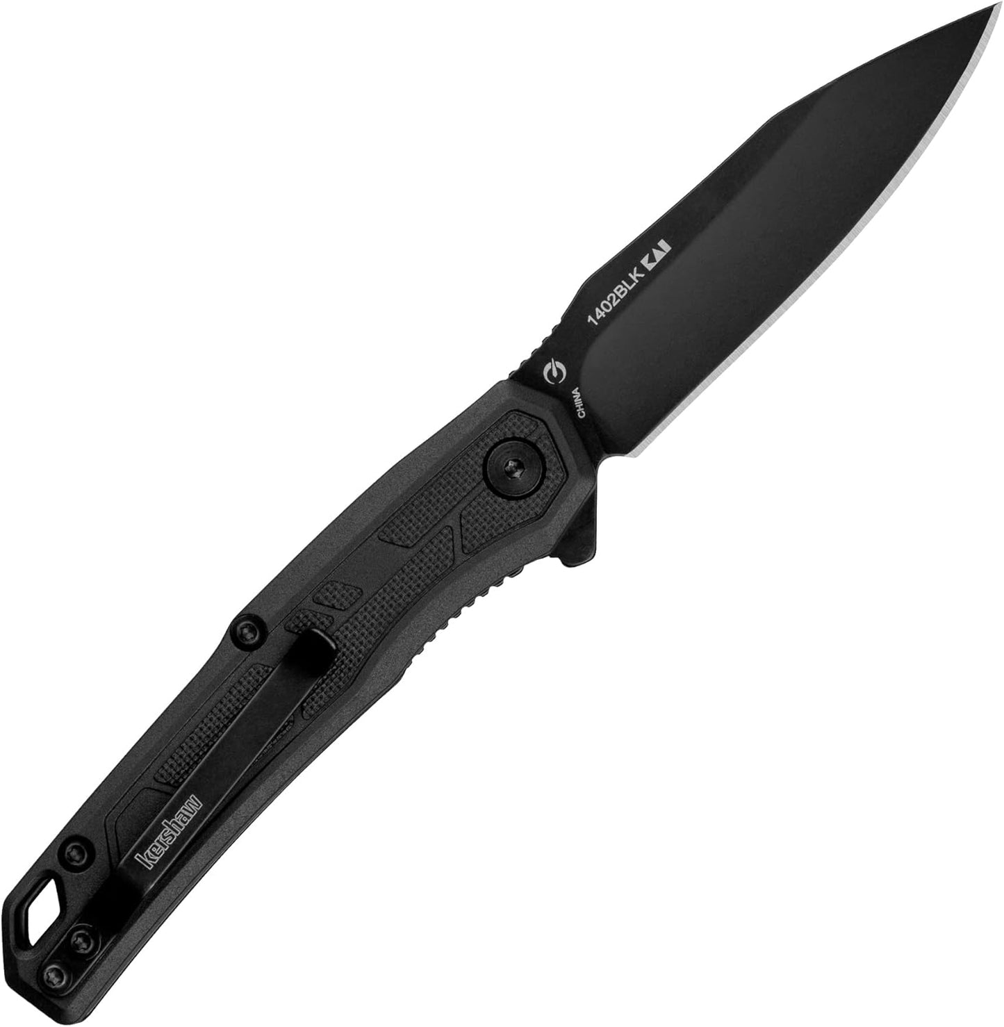 Kershaw Appa Folding Tactical Pocket Knife, SpeedSafe Opening, 2.75 inch Black Blade and Handle, Small, Lightweight Every Day Carry