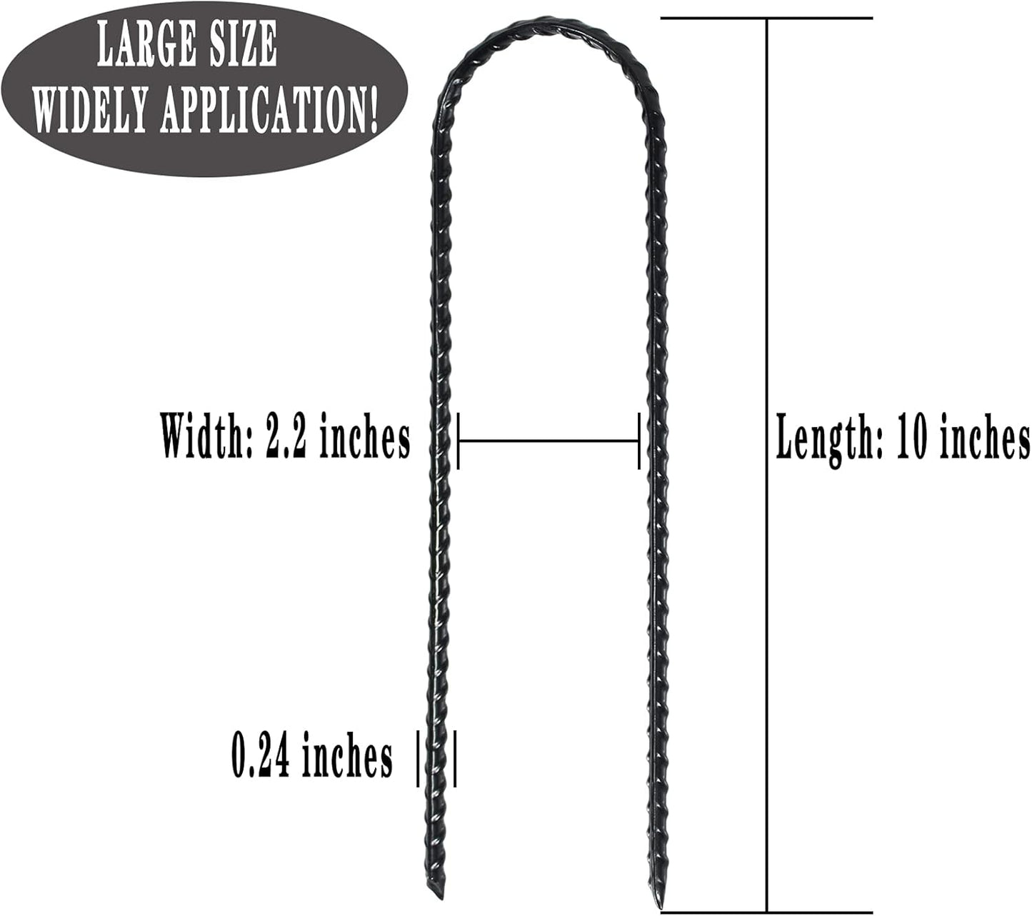 10 Inch Trampoline Wind Stakes Safety Coated Rebar Ground Anchors Stakes Extra Heavy Duty Metal Landscape Staples, Set of 12/24 (12)