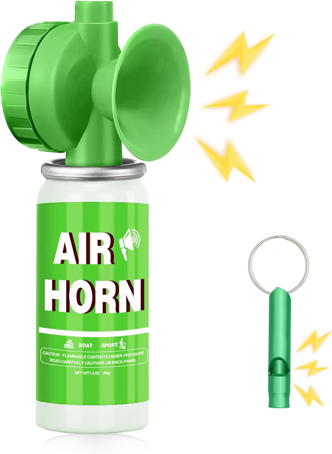 1.4oz Boat Air Horn,130DB Loud Mini Safety Bear Horn Can,Air Horns for Self Defense,Emergency,Sporting Events,Camping essentials,Green