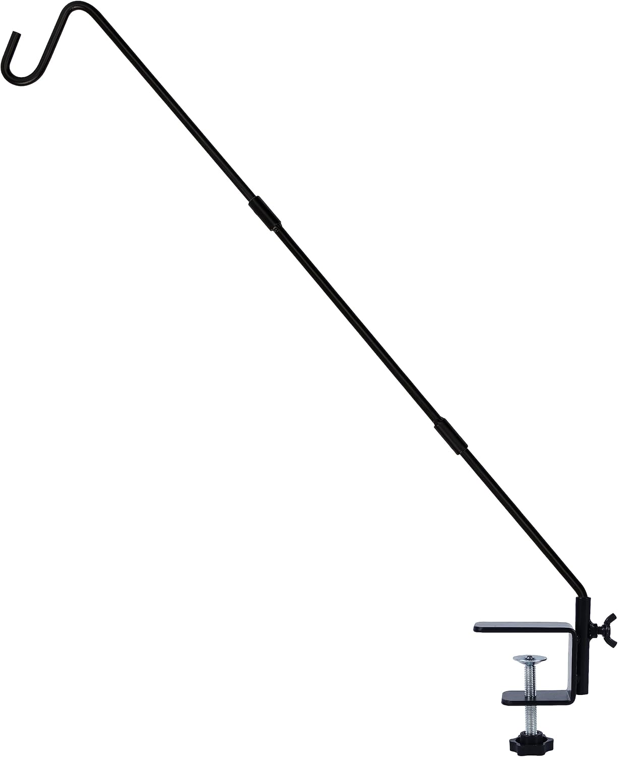 Juegoal Heavy Duty Deck Hook with 2 Inch Non Slip Clamp, 25 to 36 Inch Extended Reach Deck Hook, Adjustable Rail Pole Plant Bracket for Hanging Bird Feeder, Plants, Suet Baskets, Lanterns, Wind Chimes