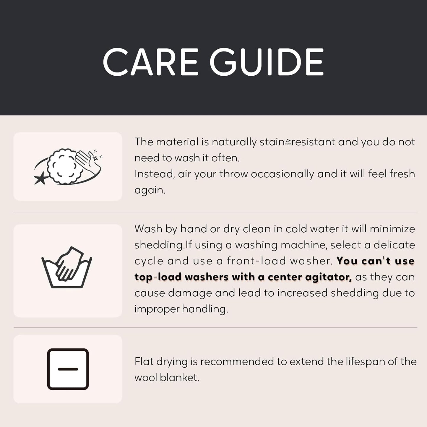 100% Wool Blanket, 48" x 62", Warm, Thick, Washable, Military Wool Blanket, Great for Camping, Outdoors, Sporting Events, Survival Kits