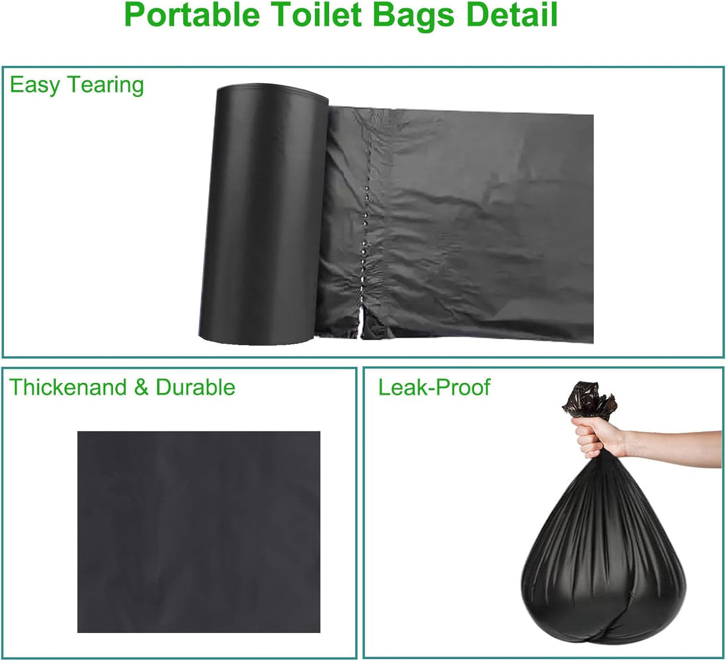 100 PCS Portable Toilet Bags for Camping, Biodegradable Porta Potty Bags - 8 Gallon Thickened Waste Bags Fit for 5 Gallon Bucket, Camping Poop Bag, Trash Bags for Home Boating Travel Outdoor