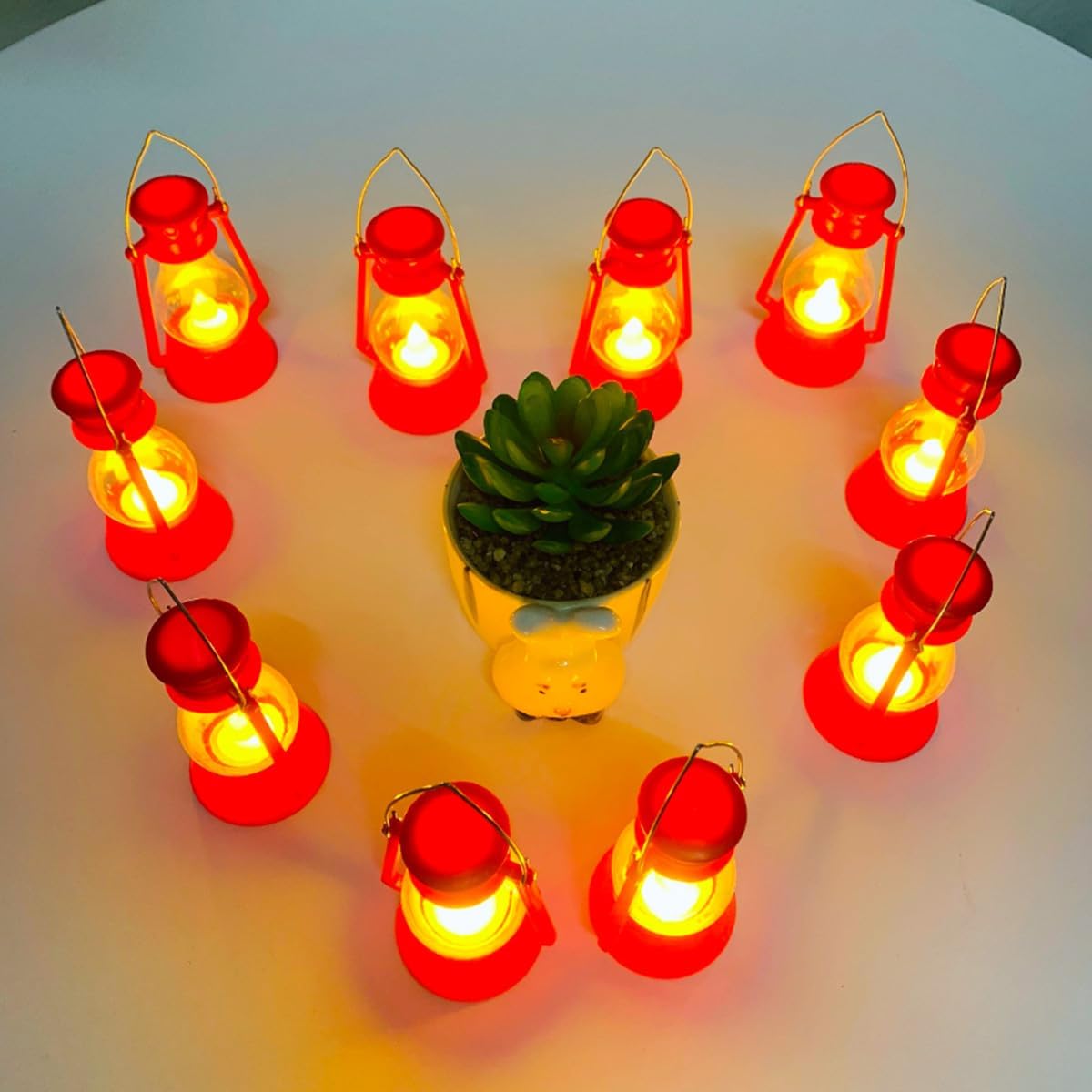 12 Pack Mini Lantern for Little Cowboy Centerpieces Tables Ideas Western Party Favor Decorations Wedding Decor Camping with 4inch Flickering LED Candle, Vintage Table Toppers Decorative